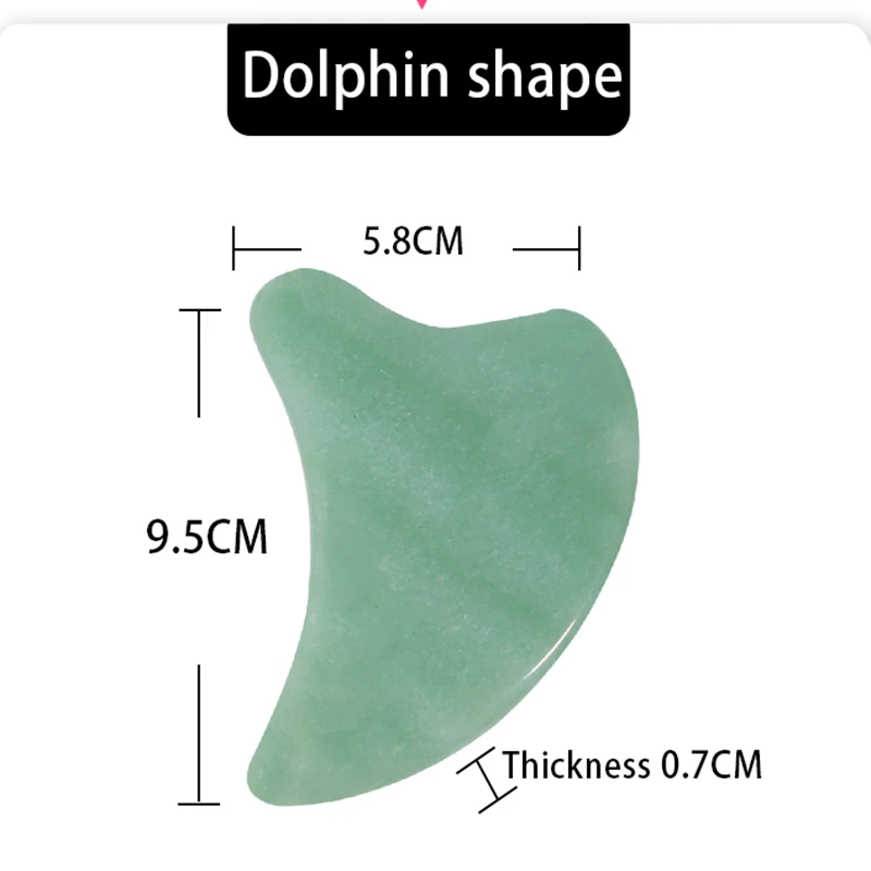 

Natural Jade Stone Green Aventurine Guasha Dolphin shape Scraper Acupuncture Body Massager Health Care Beauty Massage Tool