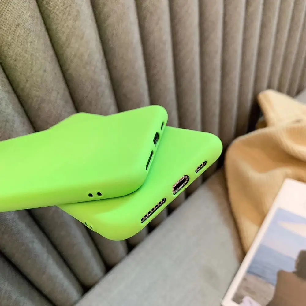 Fluorescent green frosted Total package side Very soft and ultrathin For iphone 6 7 8 X XS XR 11Phone Case |