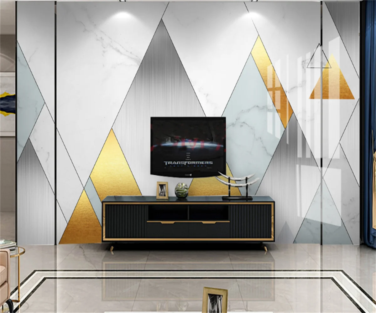 

Nordic minimalist metal jazz white imitation marble geometry light luxury background wallpaper 3d photo mural paple de parede