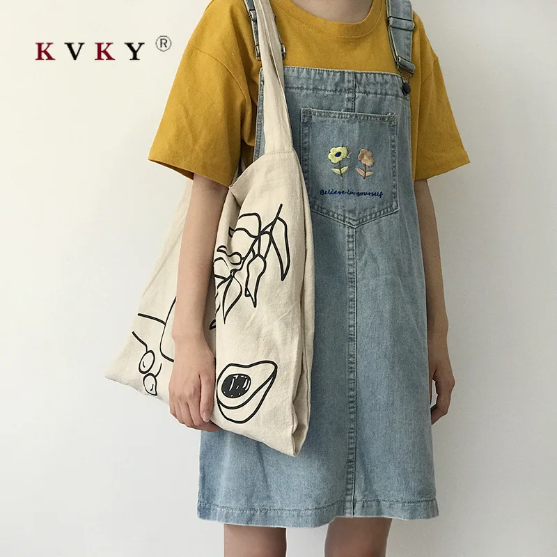 Женская сумка на плечо винтажная Повседневная Большая тканевая для покупок