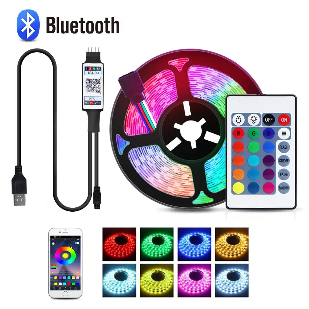 5050 Светодиодные ленты RGB ТВ фон светильник ing Декор Bluetooth Управление 5В USB