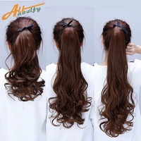 allaosify long hair extension on hair synthetic clip in extensions synthetic hair tail wavy ponytail hairpieces fake hairstyle