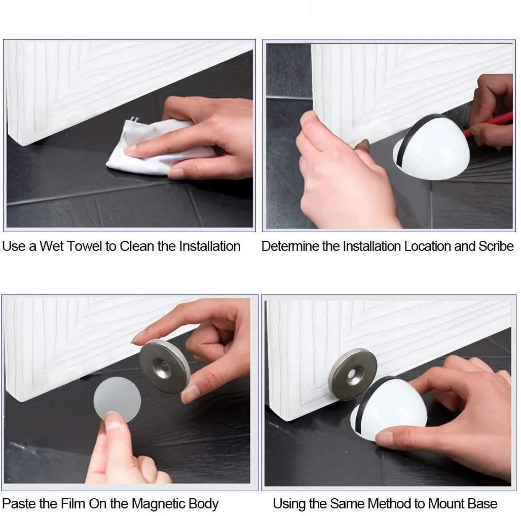 

Stainless Steel Rubber Door Stopper Magnetic Invisible Door Stopper No Need Punch For Door Floor Hidden Installation Door Stop