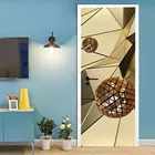 Геометрические линии разрезанные дверные наклейки домашний декор спальня современные водонепроницаемые дверные наклейки самоклеящиеся набор из двух частей настенное искусство