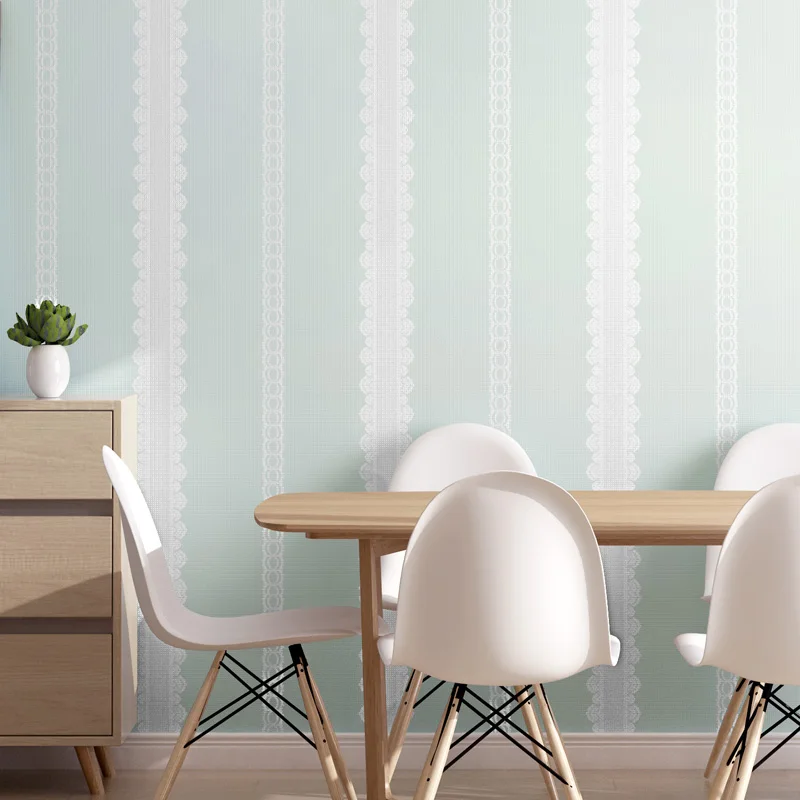 Креативные милые кружевные полосатые обои самоклеящиеся розовые синие зеленые