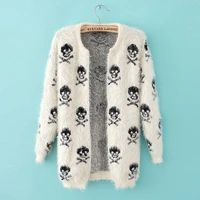 2020 spring and autumn new fashion sweater personality casual cardigan sweater womens skull mohair sweater cardigan jacket