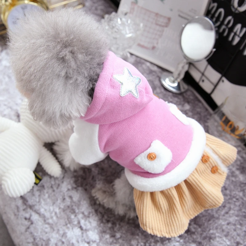 Толстовка со звездами шляпы платья для собак маленьких зимнее пальто домашних