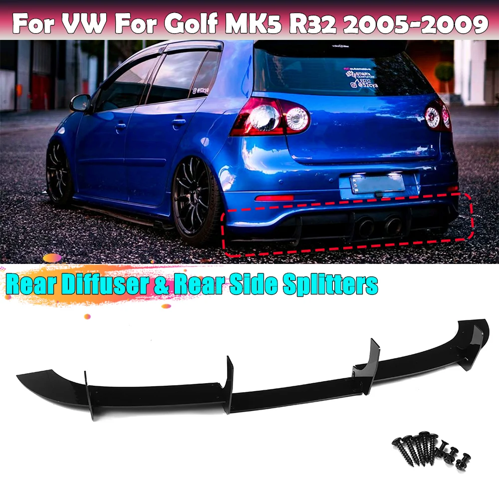 

Автомобильный задний диффузор губа и задние боковые разветвители фоточерный для VW для Golf MK5 R32 2005 2006 2007 2008 2009
