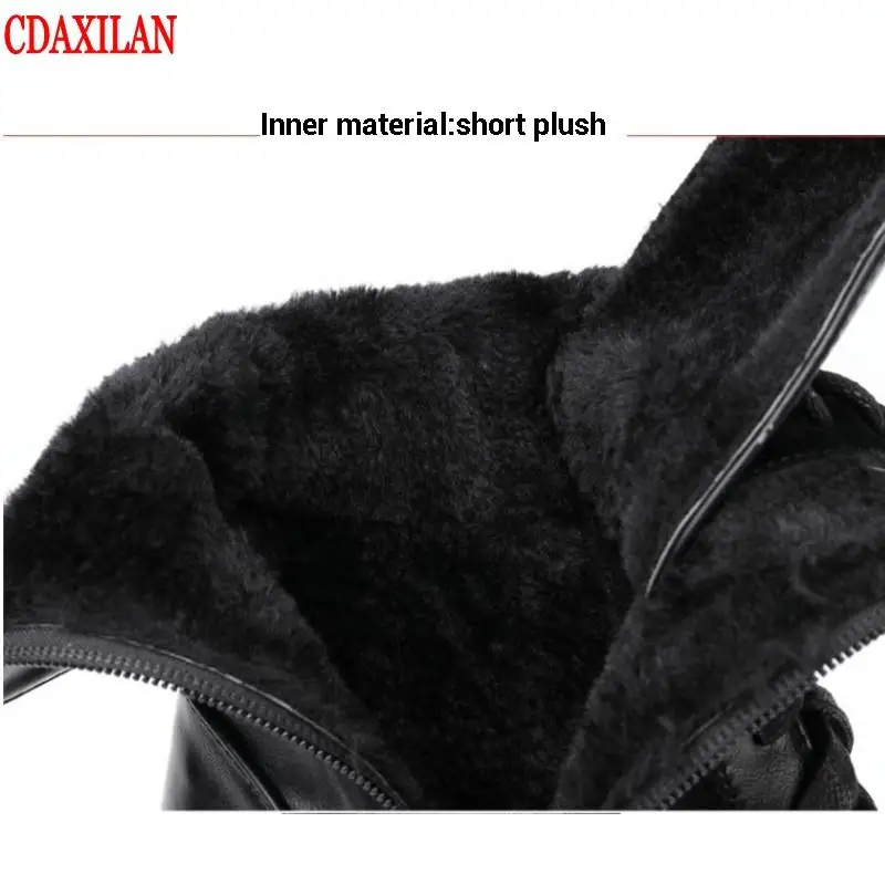 CDAXILAN new to women's boots PU Leather side zipper square heels ankle spring autumn winter ladies mptorcycle | Обувь