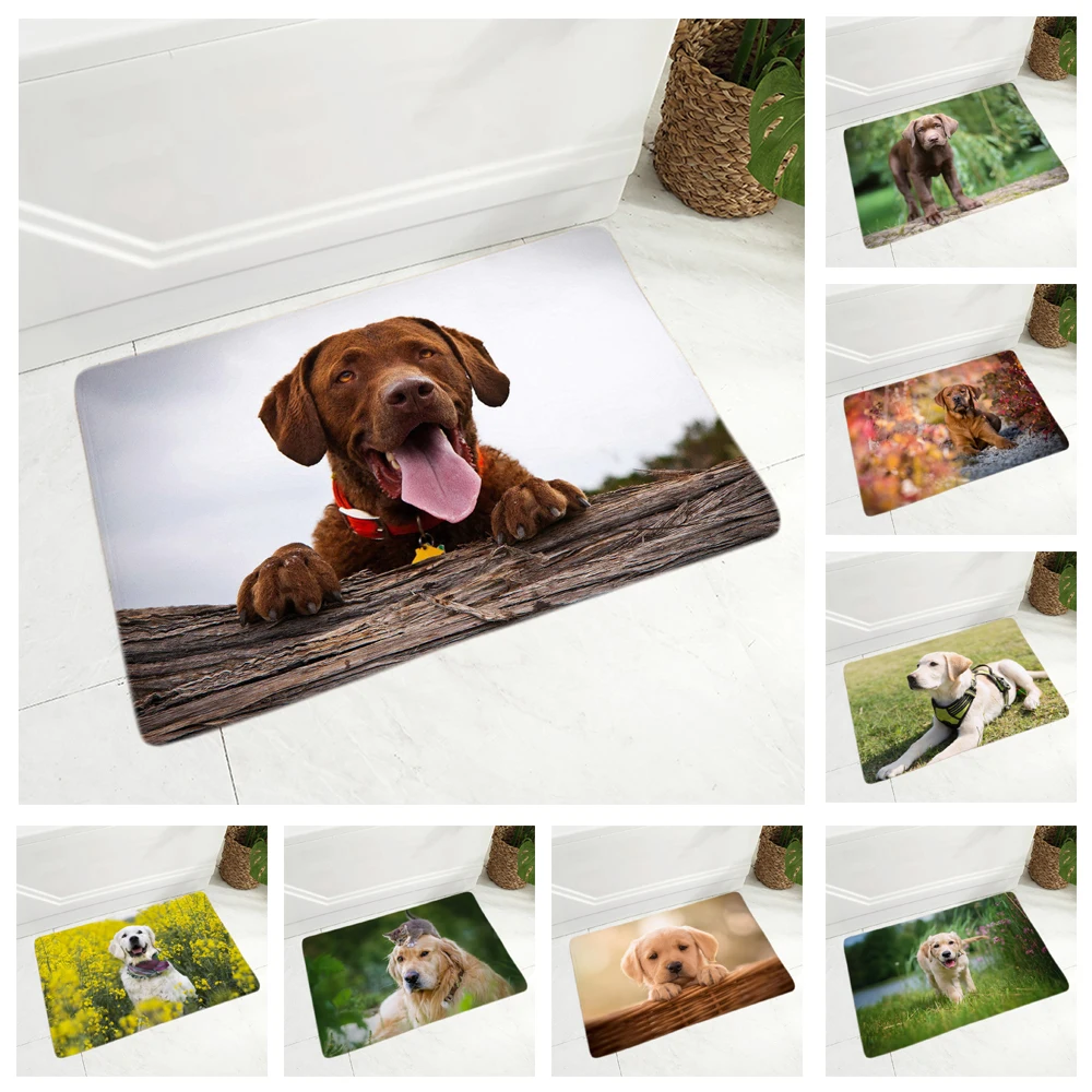 

Очень мягкий фланелевый милый Лабрадор дверной напольный коврик для коридора, кухни, комнаты, декор для домашних животных, собаки, не скольз...