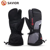 savior heated gloves electric heated skiing gloves for men women 3 finger ski mitten 7 4v rechareable winter sports gloves 2021