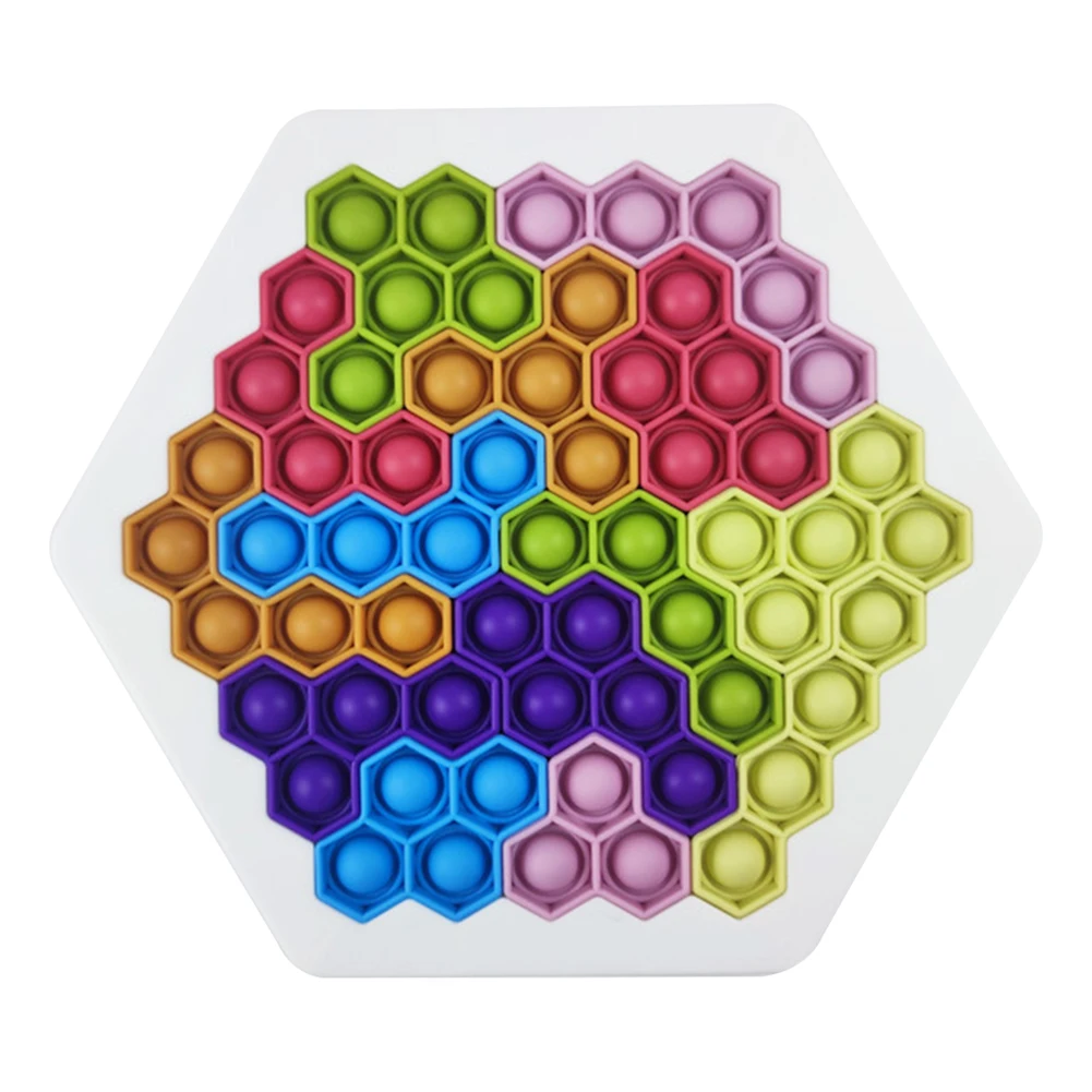 

Silicone Hexagon Shape Push Bubble Puzzle DIY Splicing Building Blocks Jigsaw Stress-Relief Anti-Anxiety Toy Autism Sensory Toy