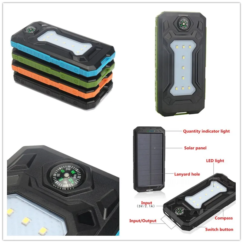 500000mAh солнечный банк силы двойной USB Солнечное зарядное устройство Внешняя