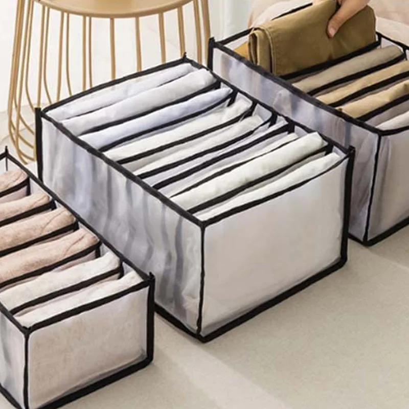 

7 Grids Storage Box Oрганайзер Closet Home Wardrobe Clothes Pouch Compartment Drawer Jeans Socks Separation Organizer Pants