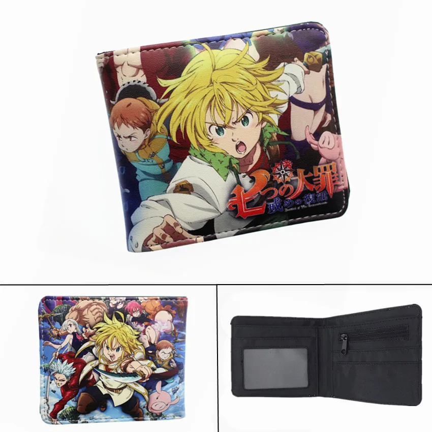 Короткий кошелек Meliodas из искусственной кожи с рисунком из аниме «Семь мертвых Грехов», держатель для карт, кошелек для фотографий, кошелек для мальчиков и девочек на молнии, кожаный кошелек с рисунком из мультфильма, подарок