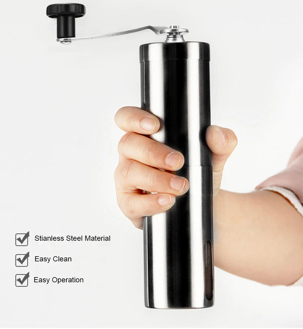 

RECAFIMIL Manual Ceramic Coffee Grinder Stainless Steel Adjustable Coffee Bean Mill Clean Kitchen Tools Portable Conical Grinder