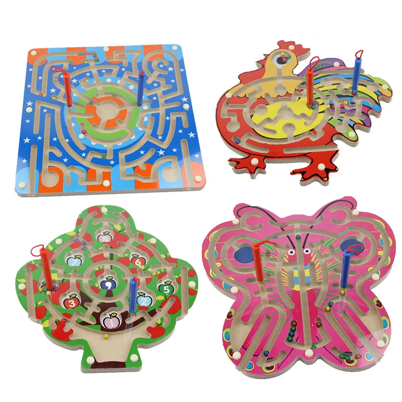 

Большая детская деревянная игрушка, магнитная ручка, лабиринт, шагающий шарик, трек, семейная головоломка, игра, яблоко, цифровое животное, кольцо-лабиринт
