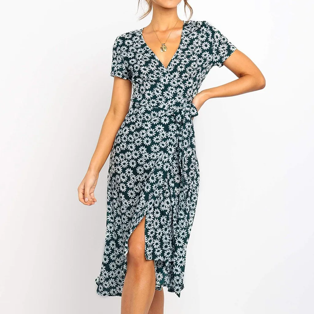 Женское летнее платье с цветочным принтом JAYCOSIN элегантное офисное в стиле бохо