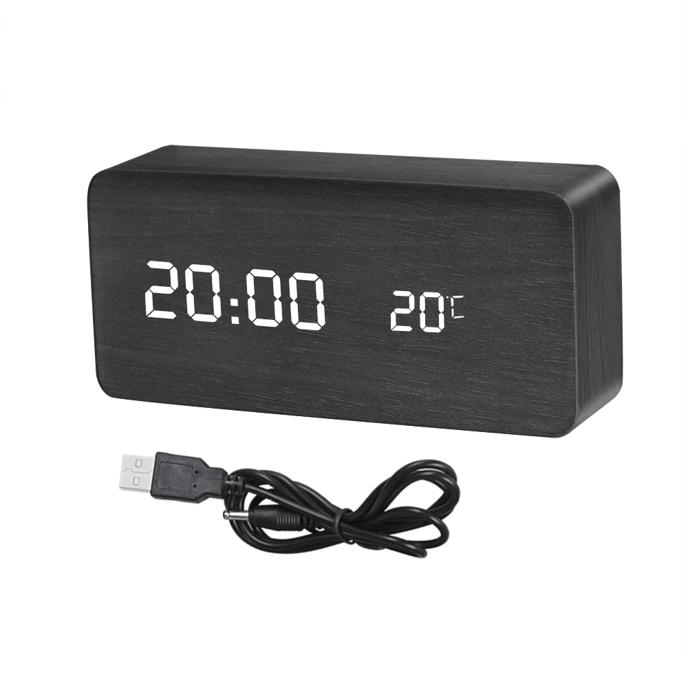 LED Деревянный Будильник часы стол Голосовое управление цифровой Despertador