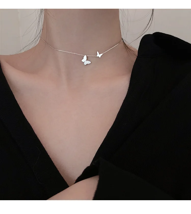 

Butterfly Necklace For Fashion Women 925 Sterling Silver 2021 New Style Simple Clavicle Necklace Jewelry Accessories Gift