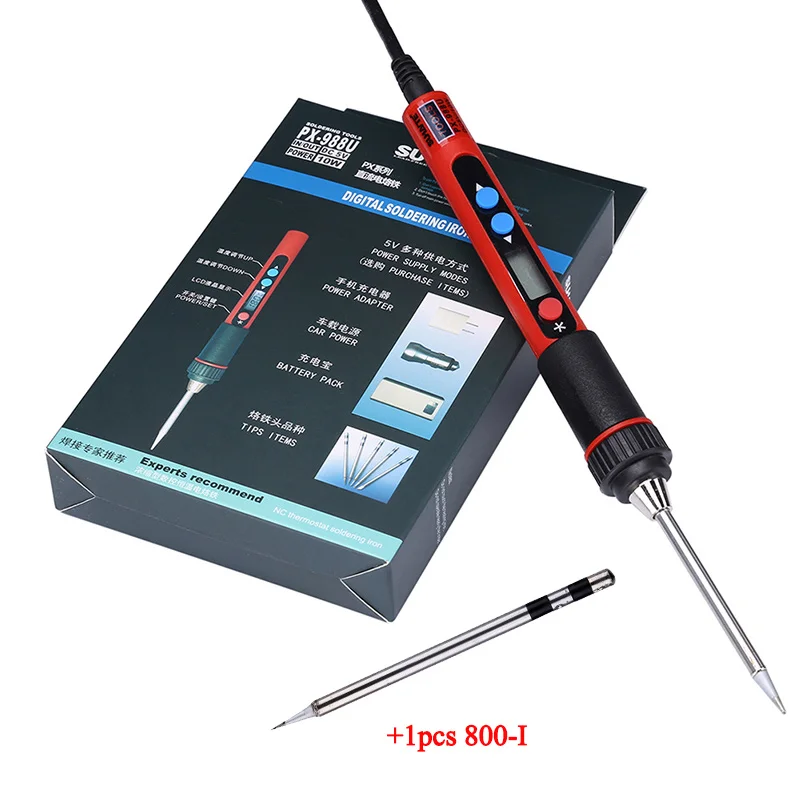 with I Tips 5 В USB Паяльник 10 Вт 50~ 480 ℃ Регулируемая температура портативный припой сварочный Утюг для BGA электронная схема Инструменты для ремонта - Цвет: with I Tips