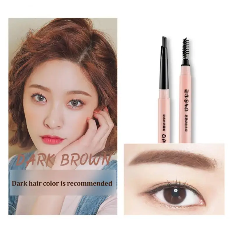 

5 Colors Double Head Eyebrow Pencil Waterproof Anti-sweat Lasting Ultra Fine Triangle Eye Brow Tint Black Brown Brow Pen TSLM2