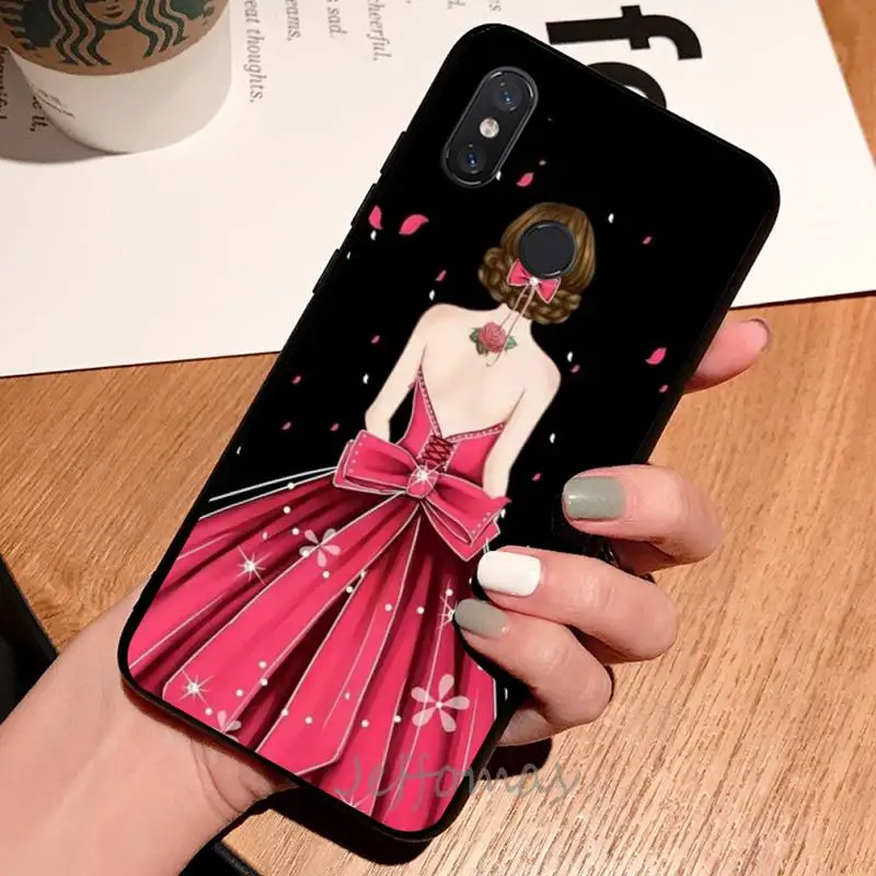 

Wedding Dress Girl Peony Phone Case For Xiaomi Redmi 4x 5 plus 6A 7 7A 8 mi8 8lite 9 note 4 5 7 8 pro
