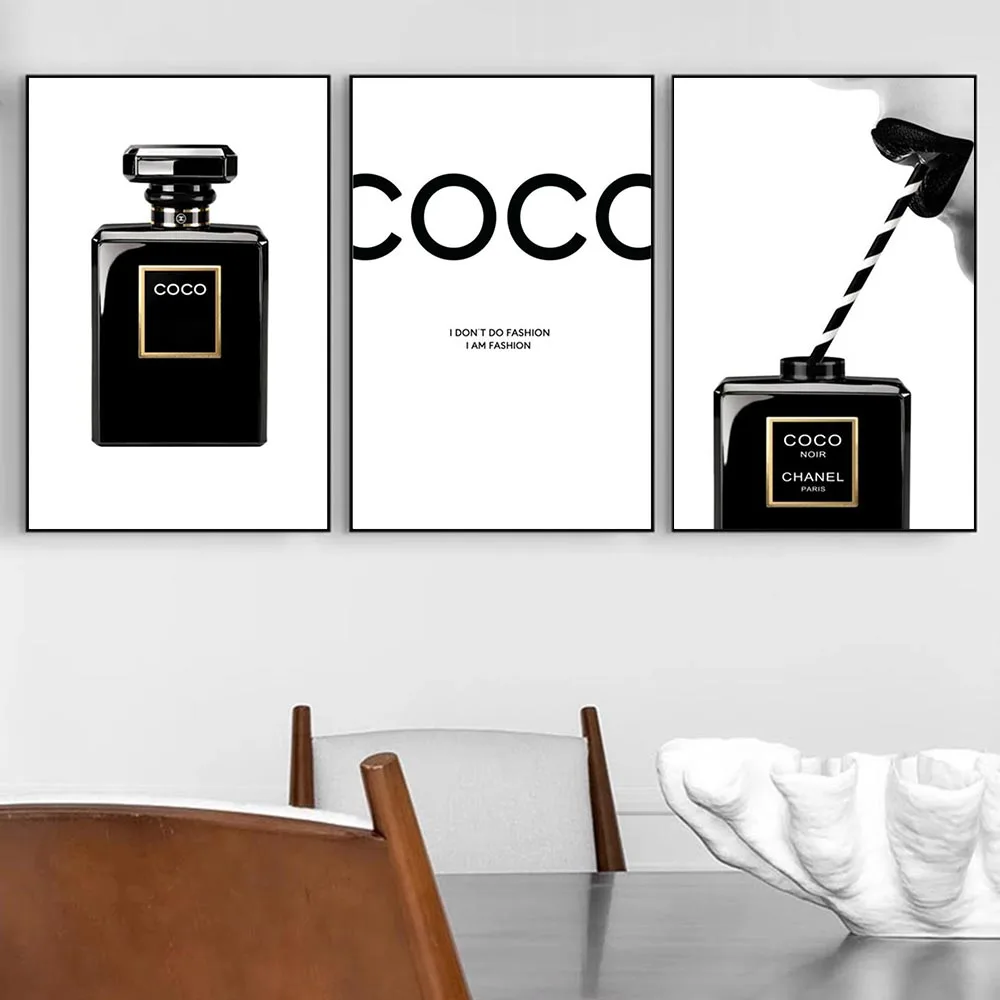 

Canvas Painting Black Perfume Wall Posters Prints Pictures For Living Room Fashion Art Couture Vintage Home Decoration No Frames
