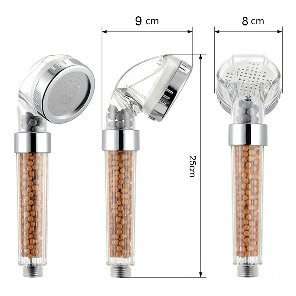 8cm Water Saving Bathroom Shower Filter SPA Handheld Head Faucet Sprayer Anion Energy Ball Pressurized Showerhead | Обустройство дома