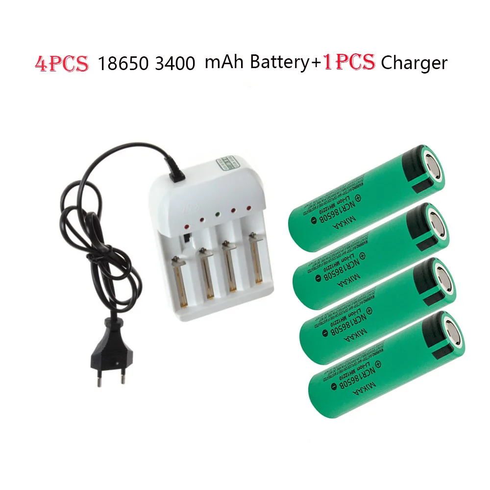 

1PCS 4-slot battery charger + 4PCS NCR 18650 3400mAh Li-ion 3.7V rechargeable battery Battery charger