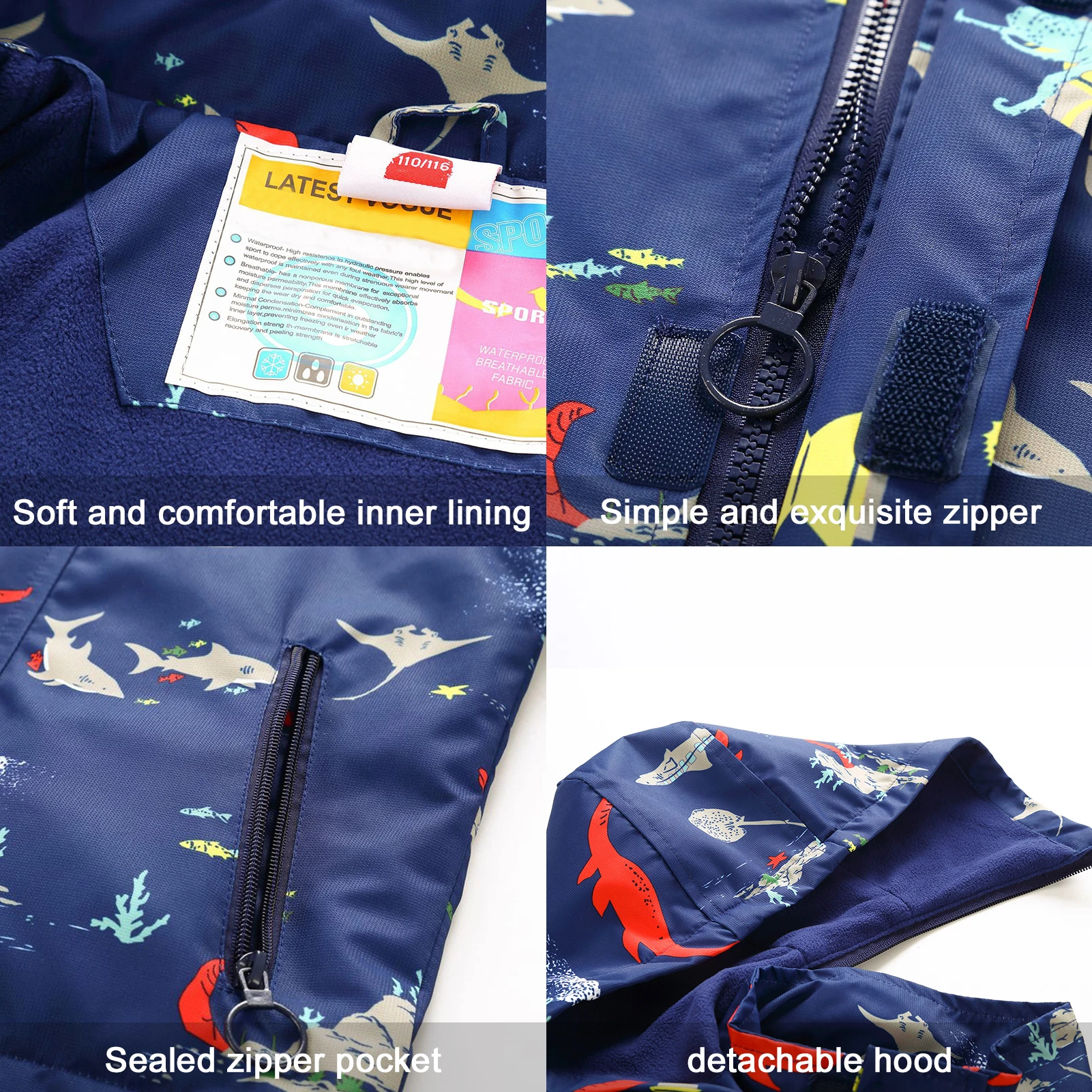 

New Boys Fishing Jersy Windproof Warm Long Sleeve Apparel for Children Breathable Sportswear Kid Outdoor Fishing Hooded Jacket