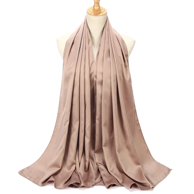 

70*175cm White Black Women Silk Scarf Wraps Autumn Winter Luxury Large Satin Scarves Muslim Head Scarf