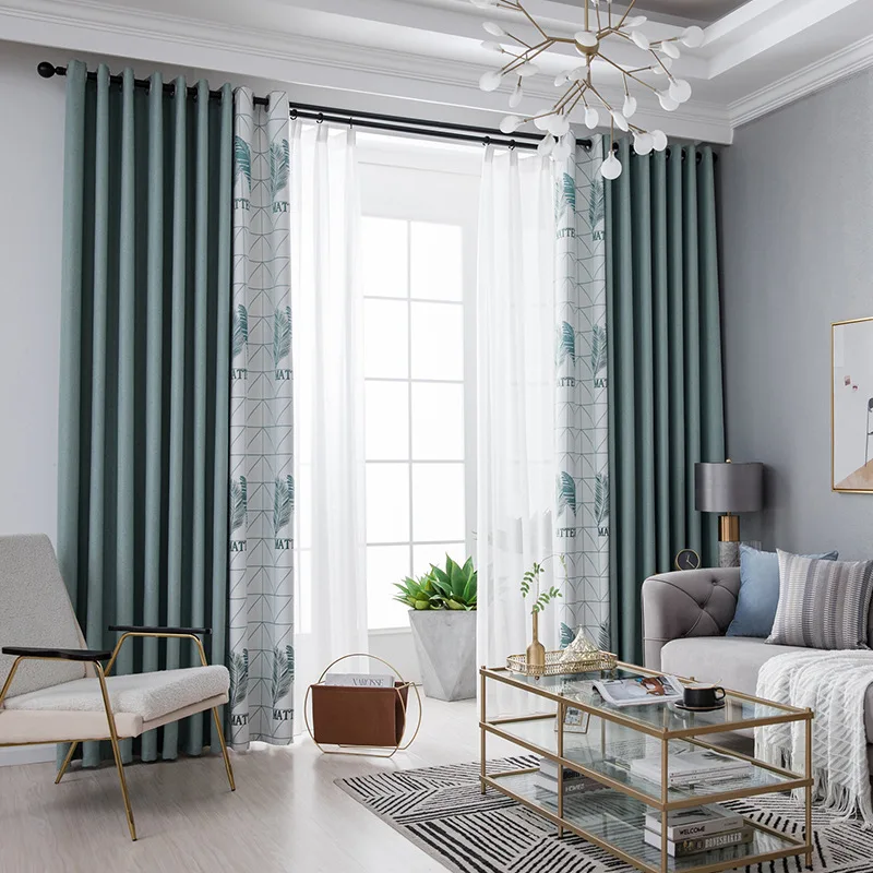 

Custom Curtains for Living Room Bedroom Jacquard Solid Color Shade Curtain Left and Right Biparting Open General Pleat