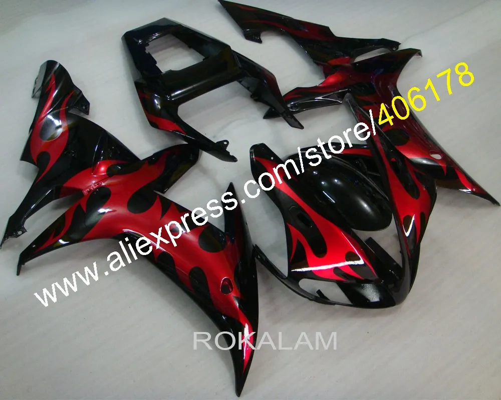 

For Yamaha 2002 2003 YZF-R1 02 03 YZFR1 YZF R1 YZFR1000 Red Flame Custom Fairings Set (Injection Molding)