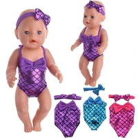 bowknot mermaid swimsuit set holiday fit18inch american and 43cm new born reborn baby doll clothesour generationgifts for girl