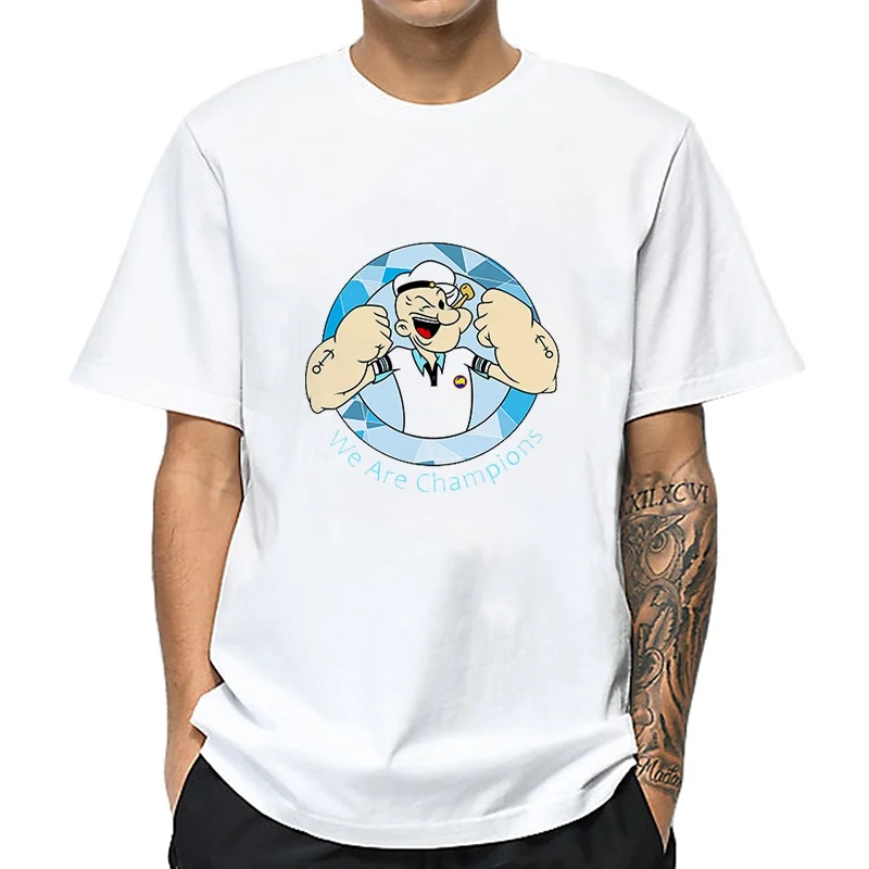 Мужская футболка с разноцветным хлопковым принтом Popeye The Sailor аниме топы уличная