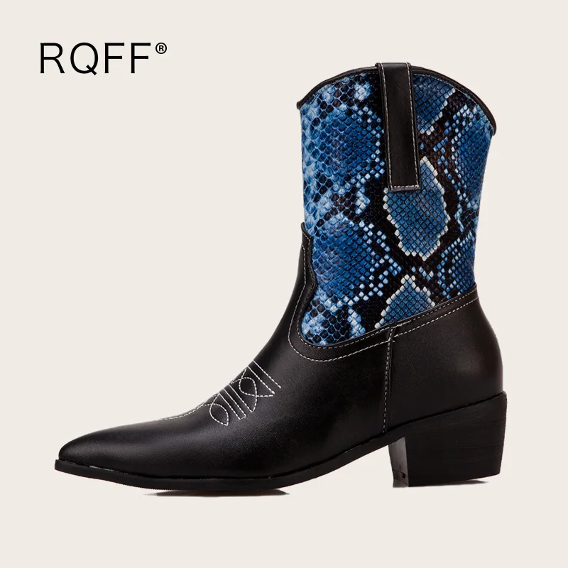 

Plus Big Size 50 Shoe for Women 2021 Autumn Winter New Fashion Pu Leather Pointed Toe 4.5cm Med Block Heels Short Chelsea Boots