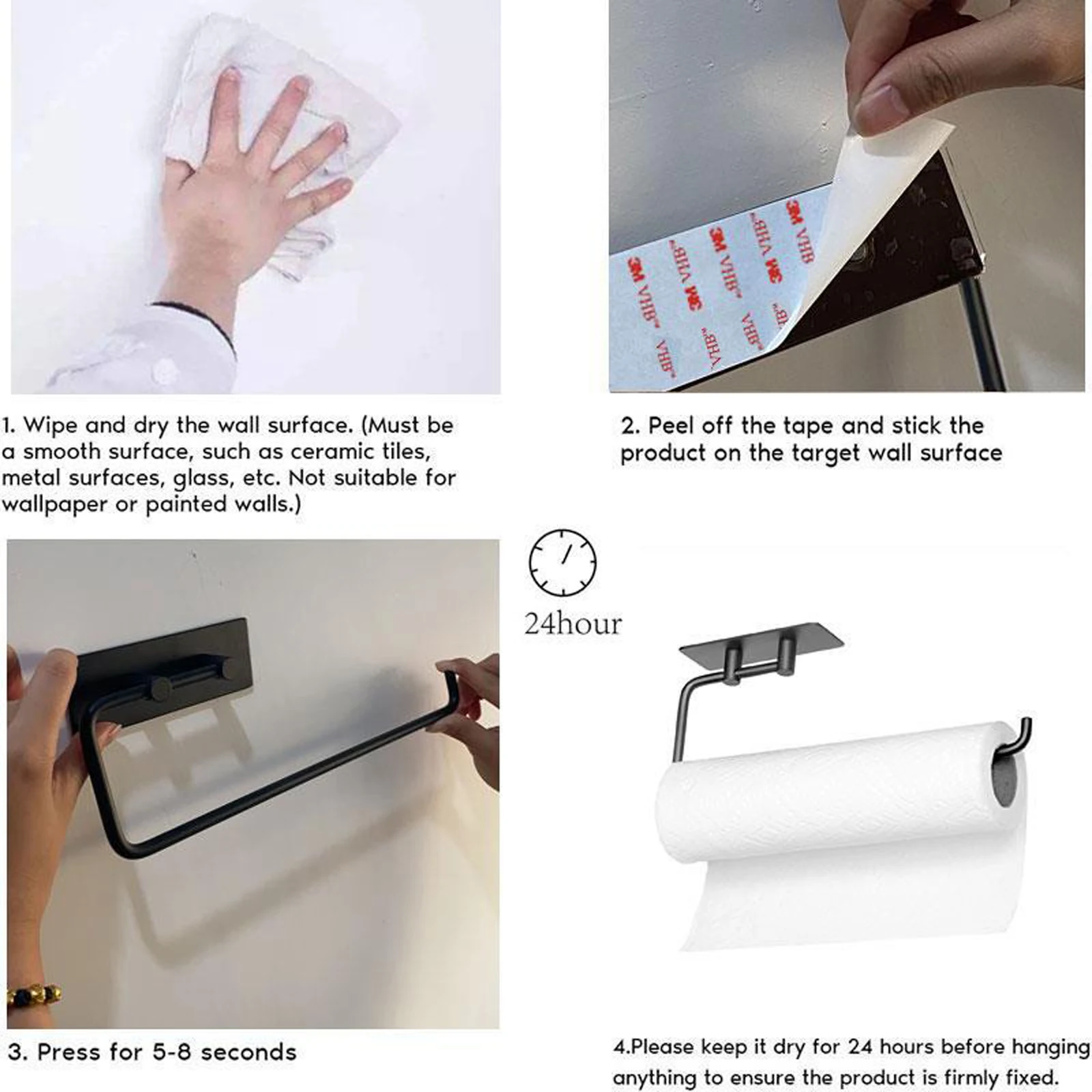 

Self Adhesive Toilet Paper Holder Stainless Steel Bathroom Tissue Holder Towel Rack For Kitchen Roll Paper Holder