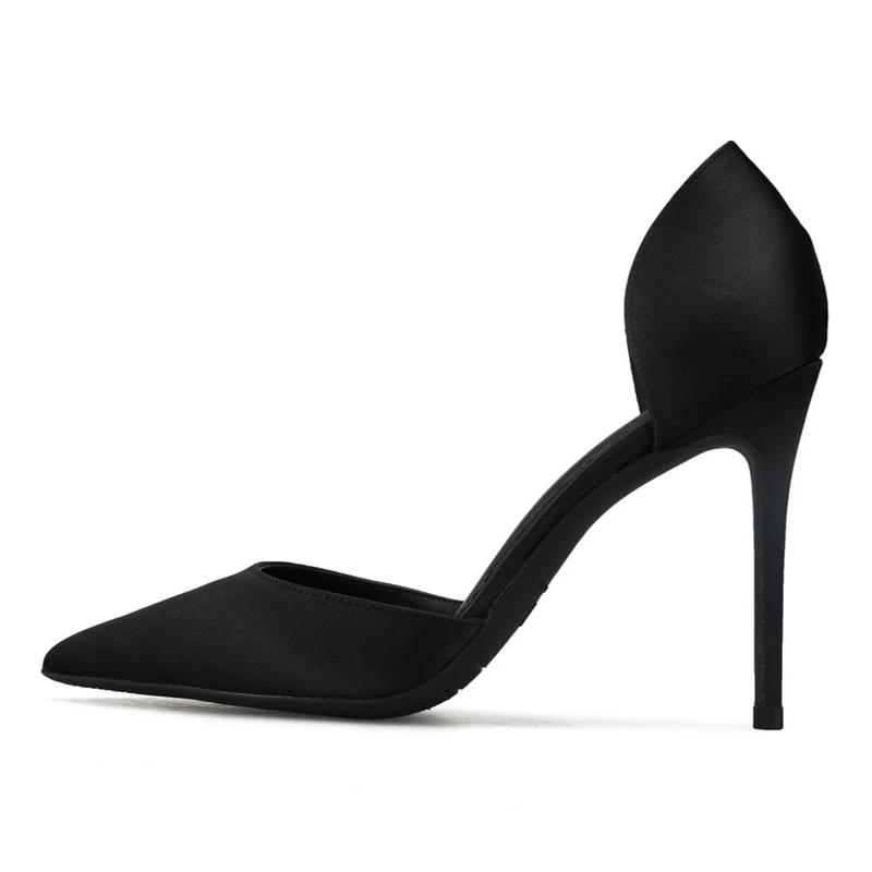 Туфли женские шелковые на высоком каблуке пикантные атласные туфли лодочки с