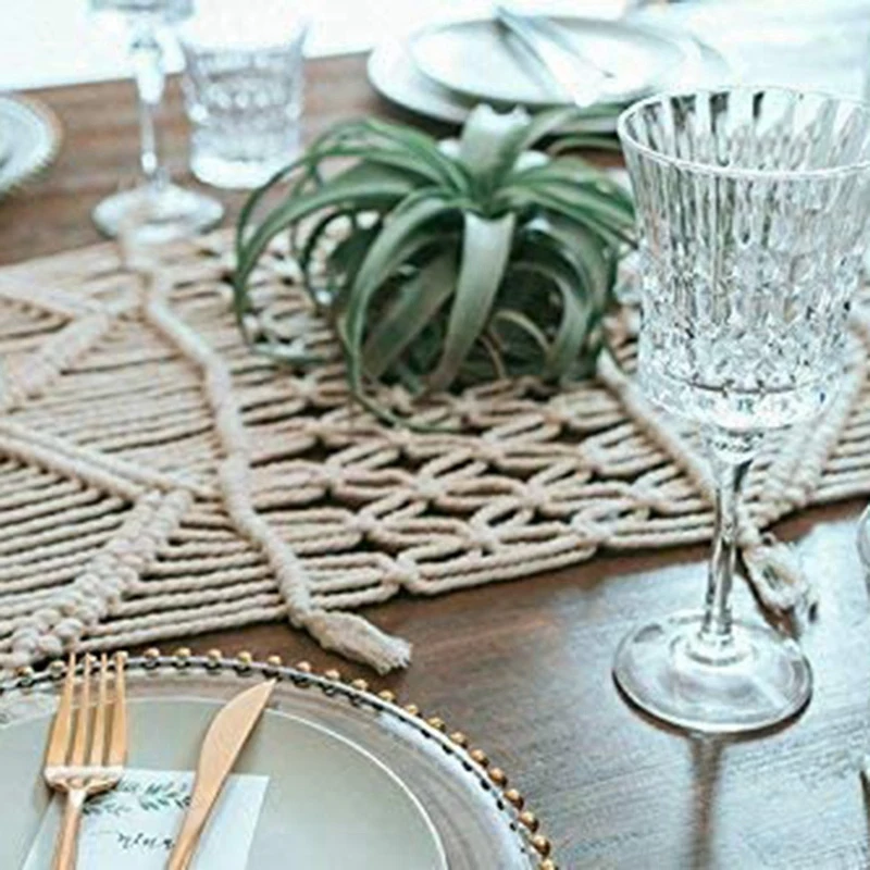 

Fringed Table Runner Hand-Woven Bohemian Wedding Table Decoration Bedding Blanket
