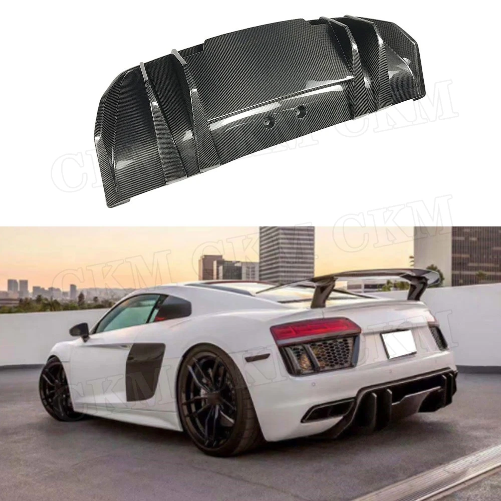 Углеродного волокна диффузор, губа на задний бампер спойлер для Audi R8 V8 V10- стайлинга автомобилей