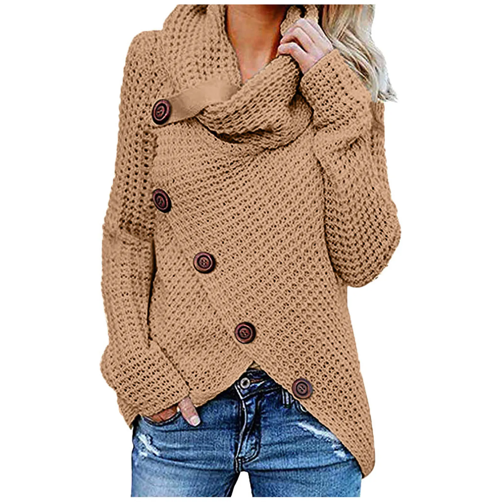 fall sweaters for Women Button Long Sleeve Sweater Sweatshirt Pullover Tops Blouse Solid Shirt women sweetshirts