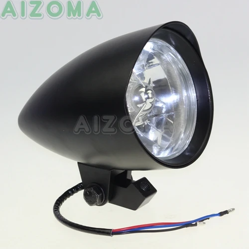 Black Хромированный H4 12V 55/60w козырек для мотоцикла, ковшовая фара для Harley Sportster 883 48 1200, сверхнизкий, настраиваемый, крепление на три бар, налобный фонарь - Цвет: Black