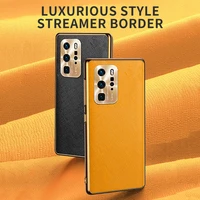 luxury shockproof lens protection plating leather phone case for huawei p40 pro plus p30 smartphone back cover fundas coque bag