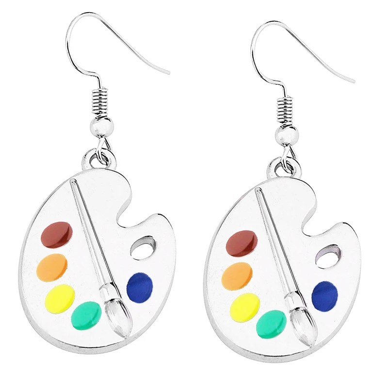 

Color Palette Earrings Charm Personality Paint Brush Earrings Colorful Painter Jewelry Gift Women
