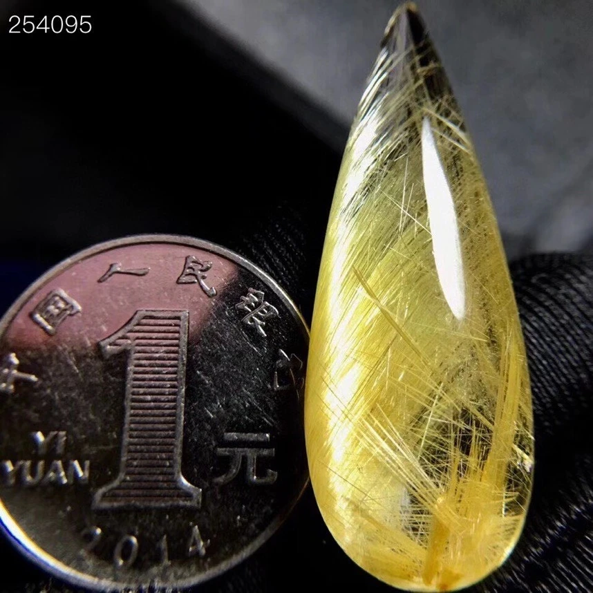 

Natural Gold Rutilated Quartz Pendant 42*15*8.5mm Water Drop Crystal Wealthys Necklace Jewelry Genuine AAAAAA