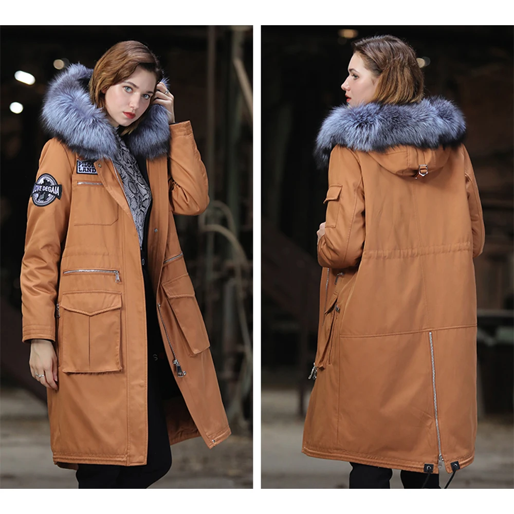 Новая пара Одинаковая одежда зимние теплые парки с натуральным кроличьим мехом