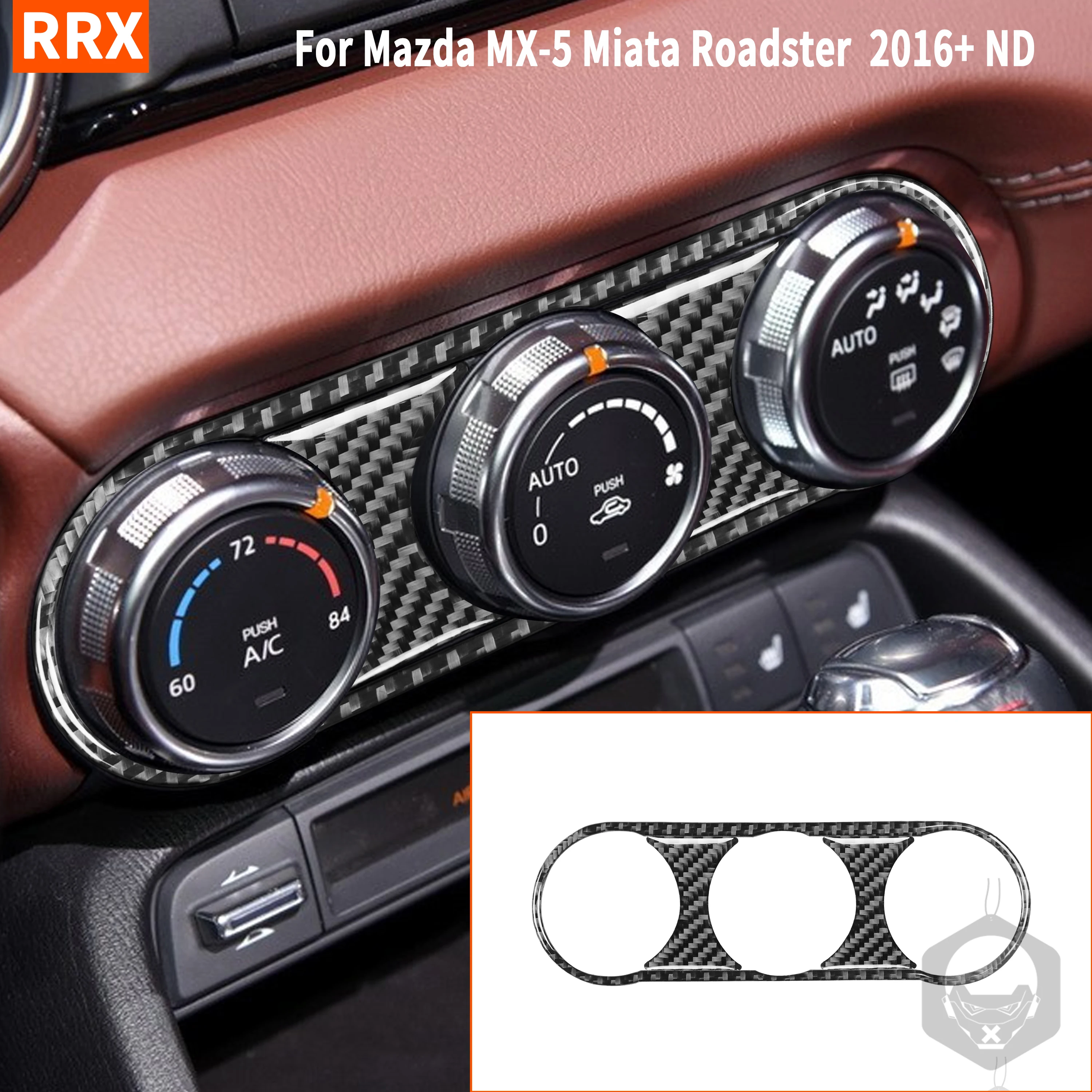 Carbon Fiber AC Buttons Frame Climate Control Trim Sticker For Mazda MX-5 Miata Roadster 2016+ MX5 ND Interior Car Accessories