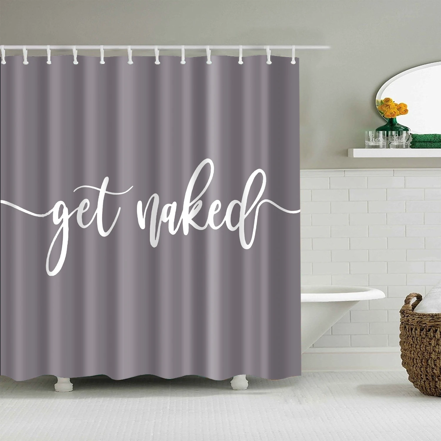Занавеска для душа в ванную комнату черно-белая забавная занавеска с цитатами