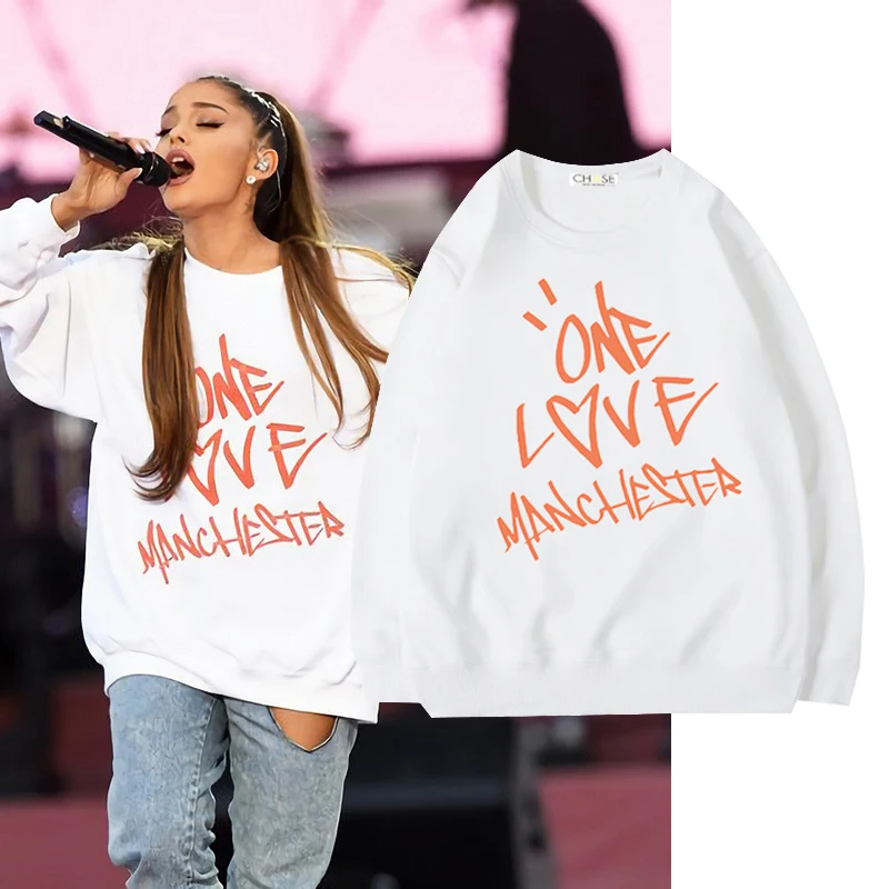 Женский пуловер с принтом One Love manner Ariana Grande Повседневный в стиле хип хоп на осень и